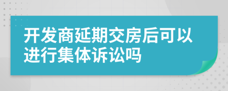 開發(fā)商延期交房后可以進行集體訴訟嗎