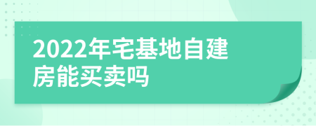 2022年宅基地自建房能買賣嗎