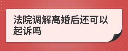 法院調(diào)解離婚后還可以起訴嗎