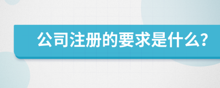 公司注冊的要求是什么？