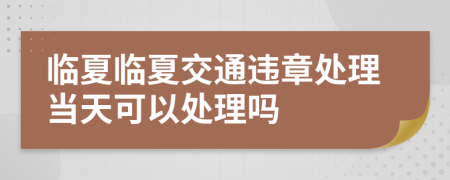 臨夏臨夏交通違章處理當(dāng)天可以處理嗎