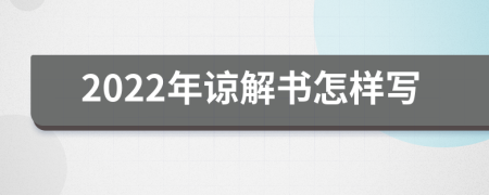 2022年諒解書怎樣寫