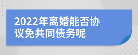 2022年離婚能否協(xié)議免共同債務呢