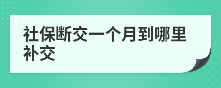 社保斷交一個月到哪里補交