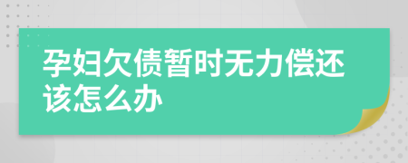 孕婦欠債暫時無力償還該怎么辦