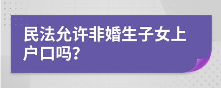 民法允許非婚生子女上戶口嗎？