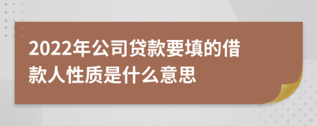 2022年公司貸款要填的借款人性質(zhì)是什么意思