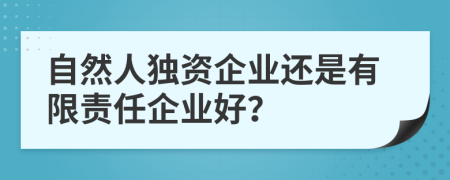 自然人獨資企業(yè)還是有限責任企業(yè)好？