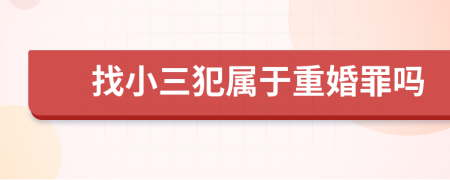 找小三犯屬于重婚罪嗎