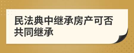 民法典中繼承房產(chǎn)可否共同繼承