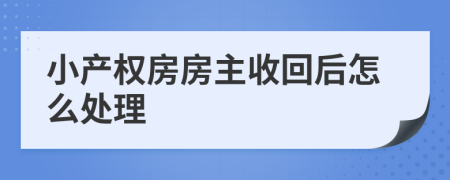 小產(chǎn)權(quán)房房主收回后怎么處理