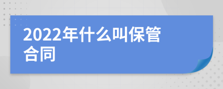 2022年什么叫保管合同