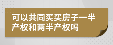 可以共同買(mǎi)買(mǎi)房子一半產(chǎn)權(quán)和兩半產(chǎn)權(quán)嗎