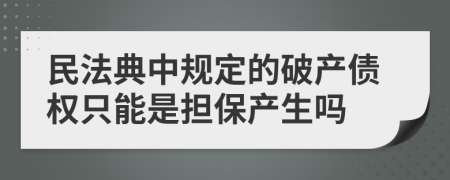 民法典中規(guī)定的破產(chǎn)債權只能是擔保產(chǎn)生嗎
