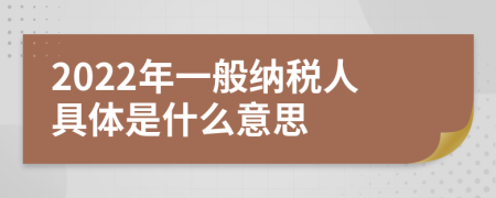 2022年一般納稅人具體是什么意思