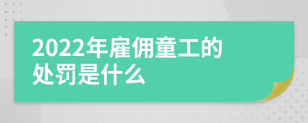 2022年雇傭童工的處罰是什么