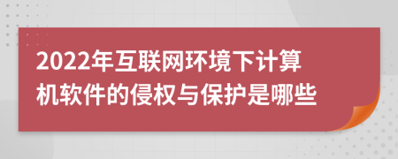 2022年互聯(lián)網(wǎng)環(huán)境下計(jì)算機(jī)軟件的侵權(quán)與保護(hù)是哪些