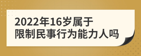 2022年16歲屬于限制民事行為能力人嗎