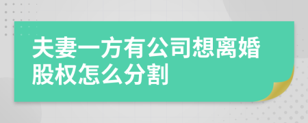 夫妻一方有公司想離婚股權(quán)怎么分割