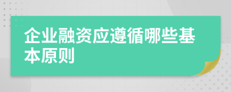 企业融资应遵循哪些基本原则