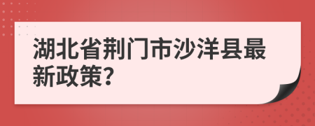 湖北省荊門市沙洋縣最新政策？