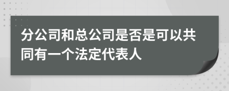 分公司和總公司是否是可以共同有一個(gè)法定代表人