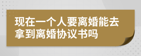 現(xiàn)在一個人要離婚能去拿到離婚協(xié)議書嗎