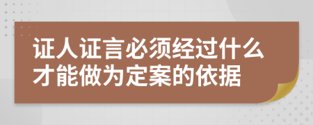 證人證言必須經(jīng)過什么才能做為定案的依據(jù)