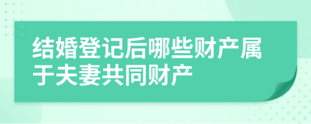 結(jié)婚登記后哪些財產(chǎn)屬于夫妻共同財產(chǎn)