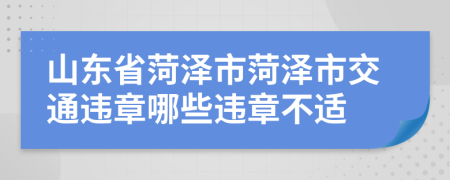 山東省菏澤市菏澤市交通違章哪些違章不適