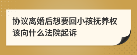 協(xié)議離婚后想要回小孩撫養(yǎng)權(quán)該向什么法院起訴
