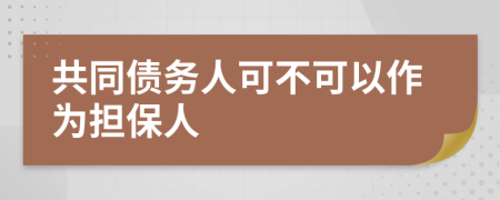 共同債務(wù)人可不可以作為擔(dān)保人