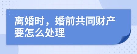 離婚時(shí)，婚前共同財(cái)產(chǎn)要怎么處理