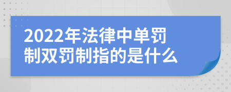 2022年法律中單罰制雙罰制指的是什么