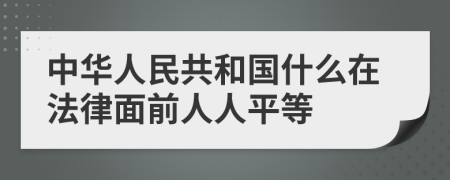 中華人民共和國什么在法律面前人人平等