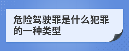 危險(xiǎn)駕駛罪是什么犯罪的一種類型