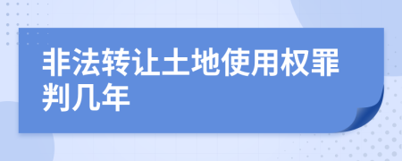 非法轉(zhuǎn)讓土地使用權(quán)罪判幾年