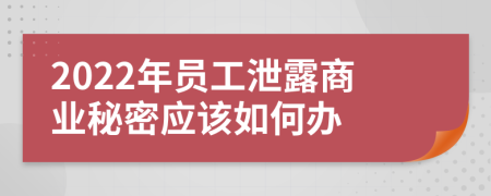 2022年員工泄露商業(yè)秘密應(yīng)該如何辦