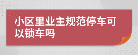 小區(qū)里業(yè)主規(guī)范停車可以鎖車嗎