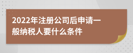 2022年注冊公司后申請一般納稅人要什么條件