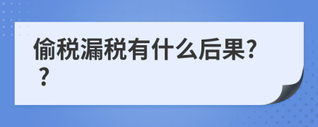 偷稅漏稅有什么后果? ?