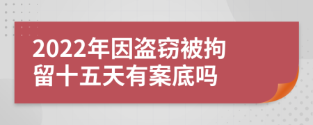 2022年因盜竊被拘留十五天有案底嗎