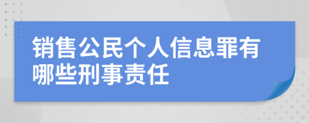 銷售公民個(gè)人信息罪有哪些刑事責(zé)任