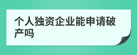 個人獨資企業(yè)能申請破產(chǎn)嗎