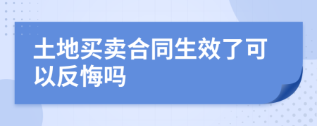 土地買賣合同生效了可以反悔嗎