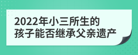 2022年小三所生的孩子能否繼承父親遺產(chǎn)