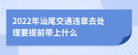 2022年汕尾交通違章去處理要提前帶上什么
