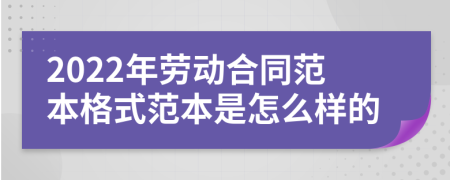 2022年勞動(dòng)合同范本格式范本是怎么樣的