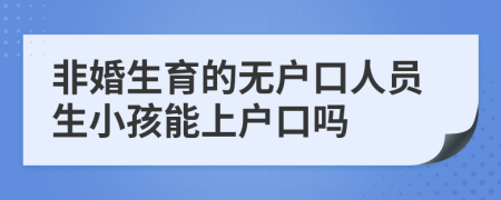 非婚生育的無(wú)戶口人員生小孩能上戶口嗎