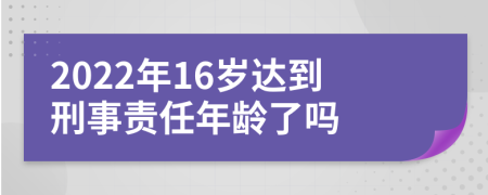 2022年16歲達到刑事責任年齡了嗎